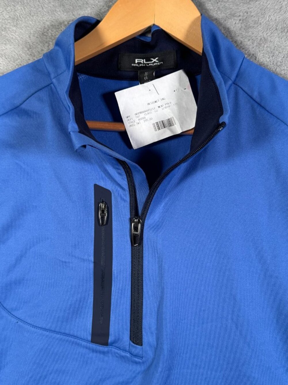 RLX Ralph Lauren Quarter Zip Sweater Mens XL Blue Golf Stretch Knit Pullover